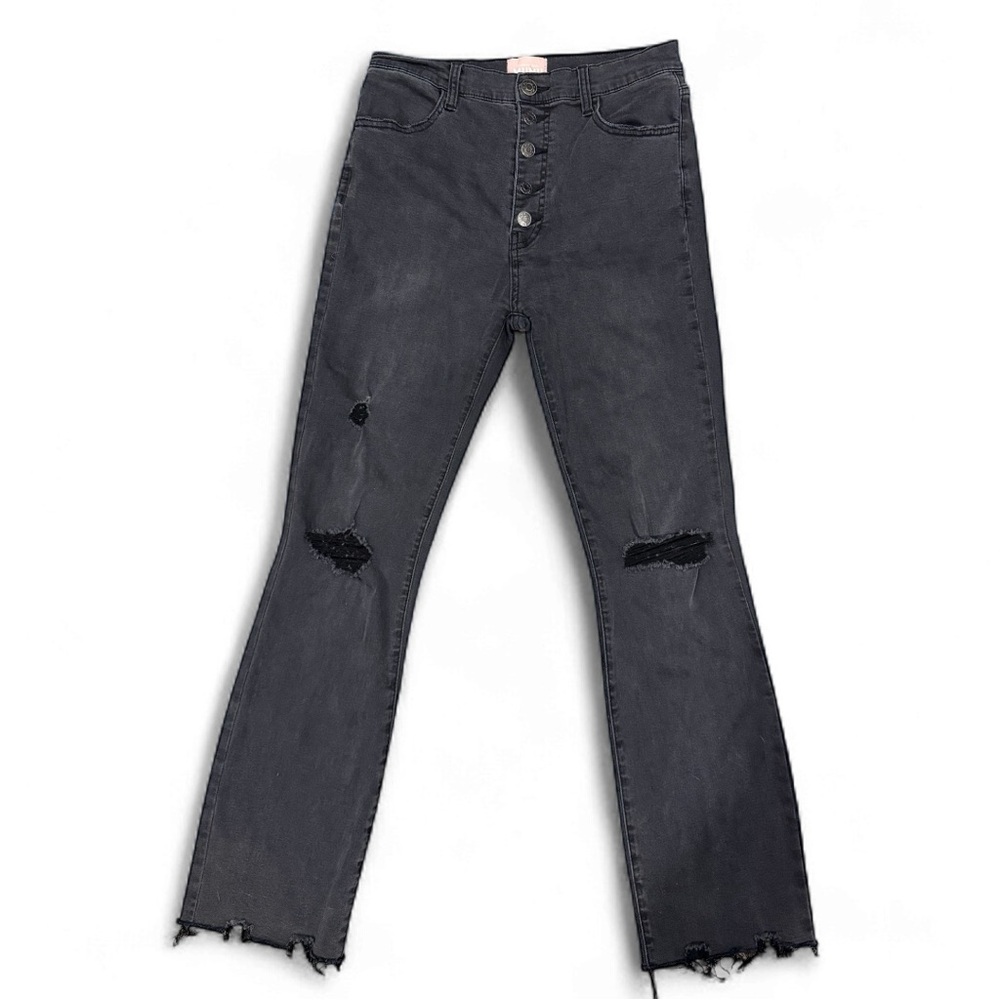 Show Me Your Mumu Soho Button Up Skinny Jeans Distressed Black Size 31 - Picture 3 of 6